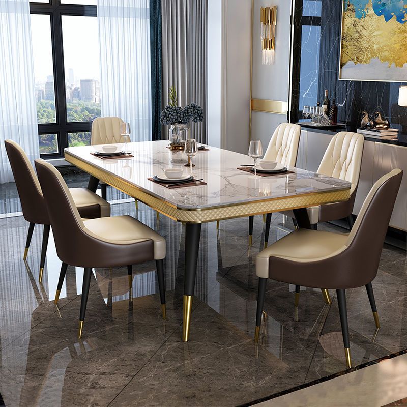 Rectangle Dining Table Traditional Luxury Dining Table with 4 Legs Clearhalo 'Dining Tables & Seating' 'Dining Tables' 'dining_table' 'furn' 'furn_dining_table' 'Furniture' 'furniture_dining_table' 'Kitchen & Dining Furniture' 'kitchen' 'kitchen_dining_table' 1200x1200_7404e17e-7916-4a3c-a122-ddd68d7bb7c5