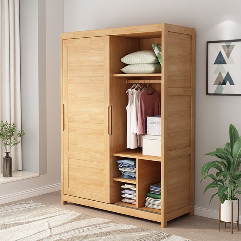 Rubberwood Solid Wood Wardrobe Traditional Freestanding Wardrobe