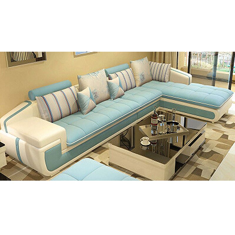 129.1"L X 70.8"W X 32.2"H Fabric Sectional Pillow Top Arm Sofa for Living Room Clearhalo 'Furniture' 'furniture_sectionals' 'kitchen' 'kitchen_sectionals' 'Living Room Furniture' 'Sectionals' 1200x1200_74092489-489a-455a-8b86-b2eafad1b1e9