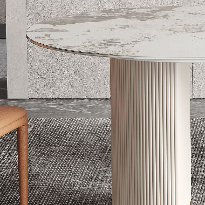 Oval Double Pedestal Modern Dining Table Sintered Stone Fixed Table for Kitchen Clearhalo ' dining_table' 'Dining Tables & Seating' 'Dining Tables' 'furn' 'furn_dining_table' 'Furniture' 'furniture_dining_table' 'Kitchen & Dining Furniture' 'kitchen&dining_furn' 'kitchen' 'kitchen_dining_table' 1200x1200_74096581-4cb1-4554-8024-095a7283b3c1