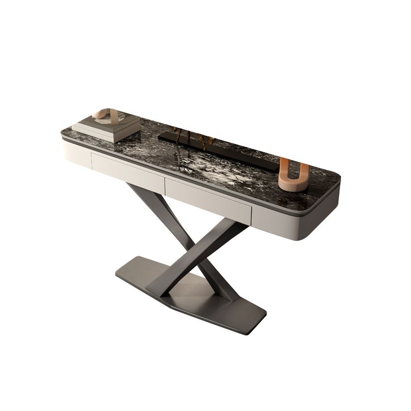 Glam Rectangle Accent Table Stone Sofa Console Table for Hall Clearhalo 'Console Tables' 'console_tables' 'Entry & Mudroom Furniture' 'furn' 'furn_console_tables' 'Furniture' 1200x1200_740abd98-8919-4685-a382-e7ae0cb0f73e