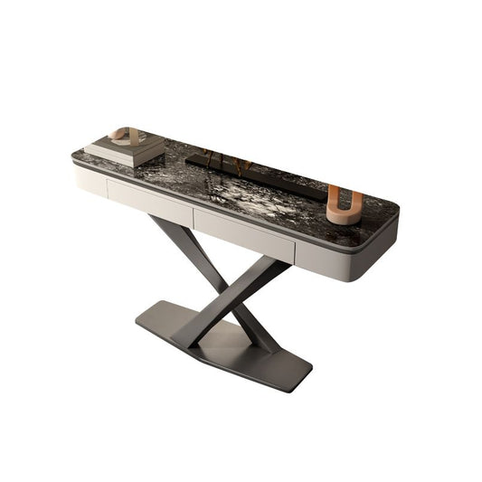 Glam Rectangle Accent Table Stone Sofa Console Table for Hall Clearhalo 'Console Tables' 'console_tables' 'Entry & Mudroom Furniture' 'furn' 'furn_console_tables' 'Furniture' 1200x1200_740abd98-8919-4685-a382-e7ae0cb0f73e