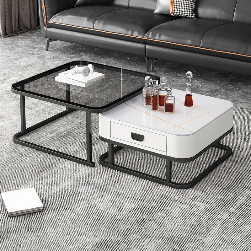 Ensemble de table basse carrée Frame Ensemble de table basse gigogne Glam avec tiroir