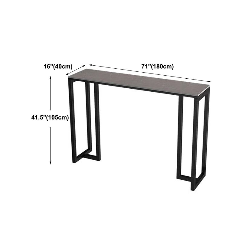 Industrial Black Iron Bar Dining Table with Grey Stone Rectangle Indoor Bistro Table Clearhalo 'Bar Furniture' 'Bar Tables' 'bar_tables' 'furn' 'furn_bar_tables' 'Furniture' 'furniture_bar_tables' 'Kitchen & Dining Furniture' 1200x1200_740b1892-50b7-4e4e-9d55-d53e47427e5c