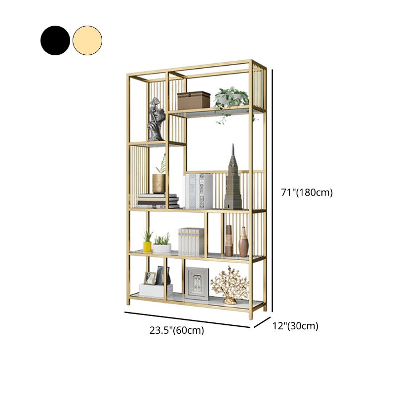 Contemporary Etagere Bookshelf Iron Frame White Manufactured Wood Shelf Bookcase Clearhalo 'Bookcases' 'furn' 'furn_bookcases' 'Furniture' 'furniture_bookcases' 'Office Furniture' 1200x1200_740d1075-00fa-42f3-b428-0143114016d3