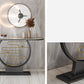 Contemporary Stone Console Sofa Table Half Moon Iron End Table for Hall