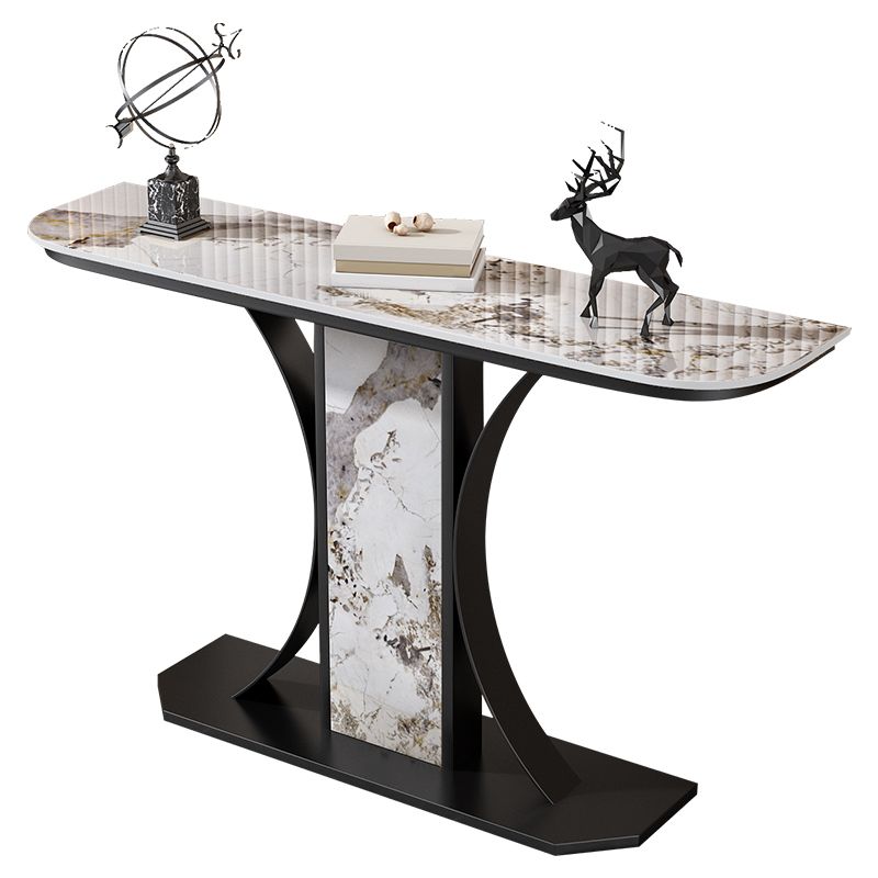 Tabella della console in pietra larga 11,8 "Tabella resistenti a mezza luna tavolino