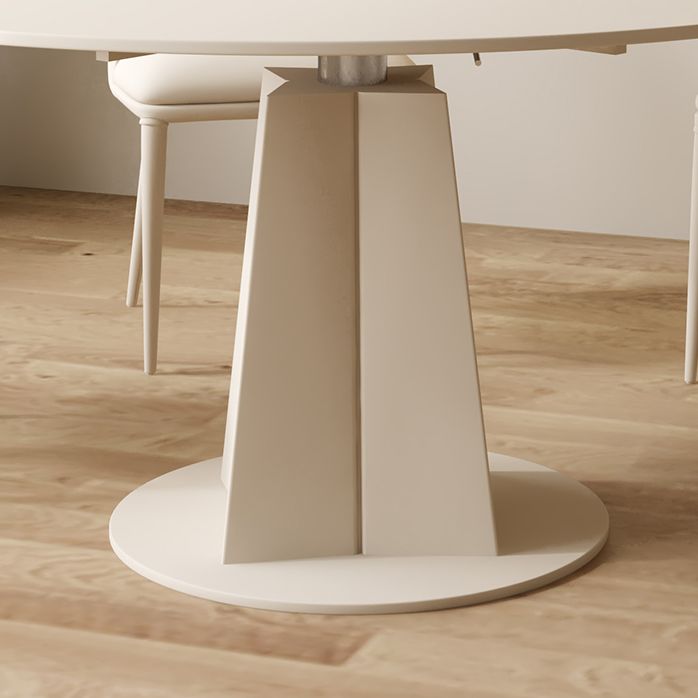 コンテンポラリー1/2/4/5/7ピース家具丸い石のダイニングセットホワイト