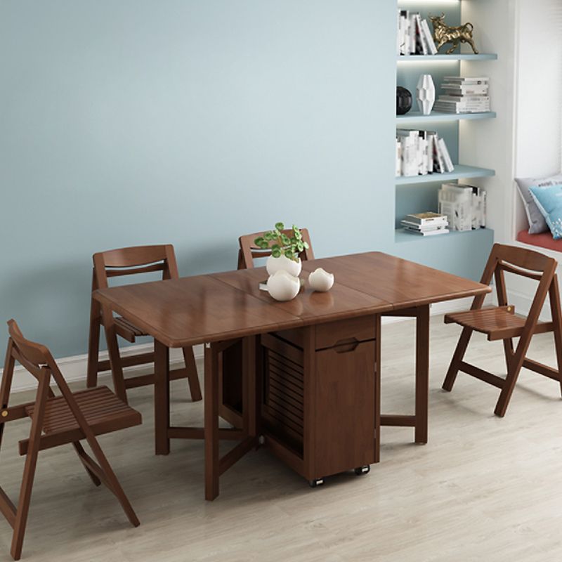 Mid-Century Modern Brown Dining Table Solid Wood Drop-Leaf Dining Table for Home Use Clearhalo ' dining_table' 'Dining Tables & Seating' 'Dining Tables' 'furn' 'furn_dining_table' 'Furniture' 'furniture_dining_table' 'Kitchen & Dining Furniture' 'kitchen&dining_furn' 'kitchen' 'kitchen_dining_table' 1200x1200_741023ed-3725-40a9-bc34-14430f405720