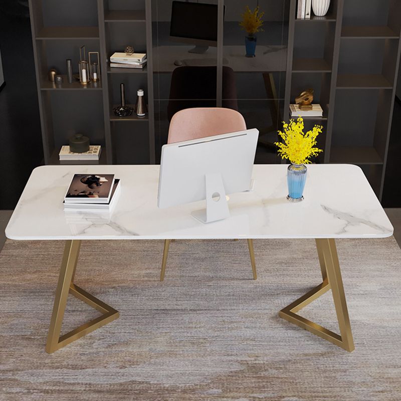 Escritorio de escritura glamorosa escritorio rectangular secretario con patas de metal