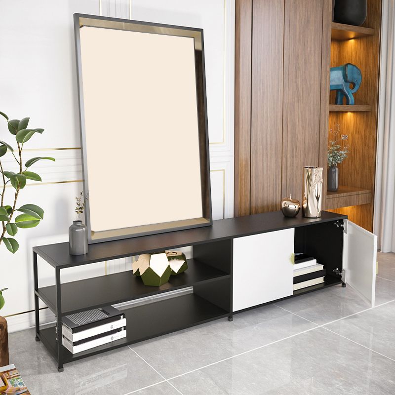 Modern Stone/Iron Top TV Stand 2-Open Shelf TV Console with Storage Clearhalo 'furn' 'furn_tv_stands_entertainment_centers' 'Furniture' 'Living Room Furniture' 'TV Stands & Entertainment Centers' 'TV Stands & Media Storage Furniture' 'tv_stands_entertainment_centers' 1200x1200_7410f2f2-f8ba-4b9d-bb17-9e47b4372172