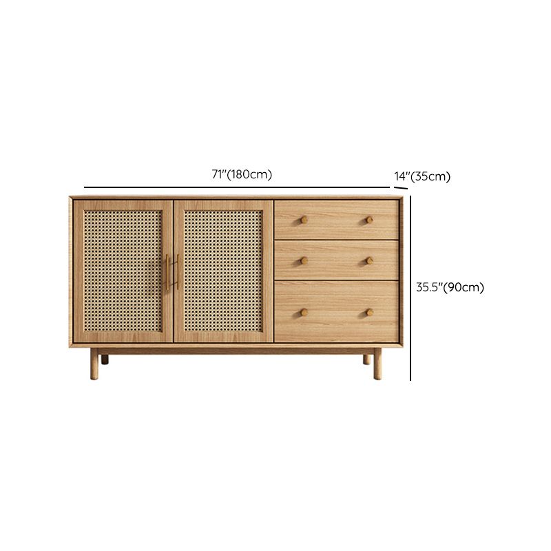 Moderne 3-lads dressoir Pine vaste houten buffetstandaard met 2 deuren