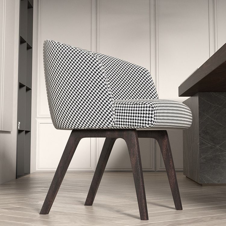 Sedia a braccio da pranzo in cucina contemporanea sedia imbottita con gambe in legno