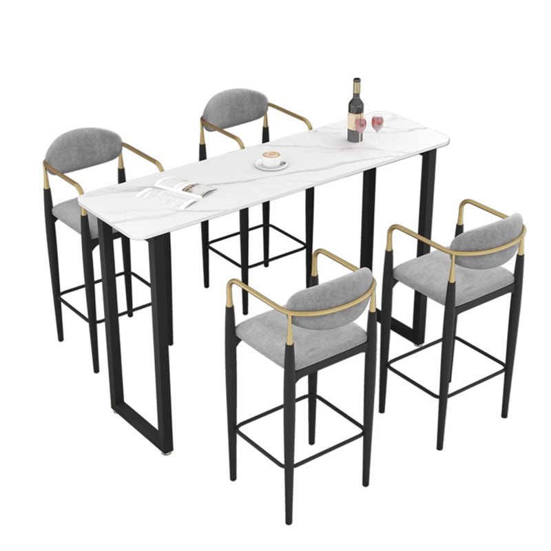 Rectangle Sintered Stone Bar Table Sled Base Dining Table in White Clearhalo 'Bar Furniture' 'Bar Tables' 'bar_tables' 'furn' 'furn_bar_tables' 'Furniture' 'Kitchen & Dining Furniture' 1200x1200_7412106c-b3a3-454f-8051-94a74a29b6f5