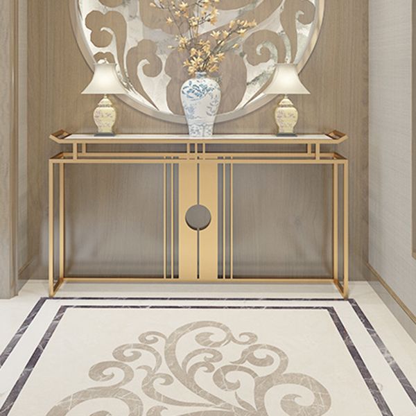 Table de acento glamoroso de 11 "de ancho Stone Gold Rectangle Console Acent Table