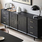 Black Buffet Server with Drawers Pine Solid Wood Dining Server Clearhalo 'buffet_sideboard' 'Buffets & Sideboards' 'furn' 'furn_buffet_sideboard' 'Furniture' 'Kitchen & Dining Furniture' 1200x1200_7412d16c-c4f0-486f-a7b3-23555e092022