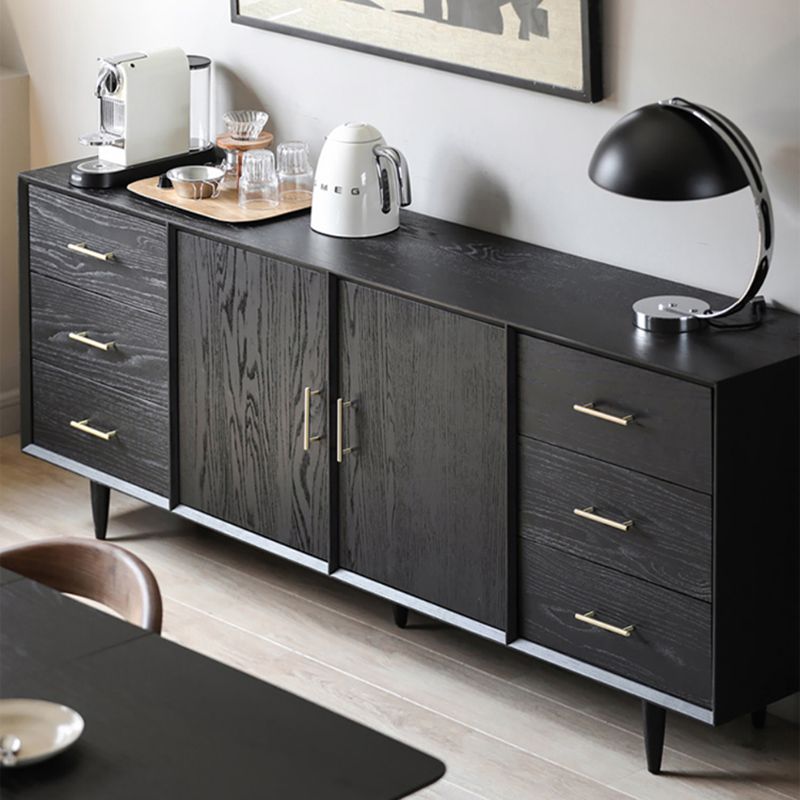 Black Buffet Server with Drawers Pine Solid Wood Dining Server Clearhalo 'buffet_sideboard' 'Buffets & Sideboards' 'furn' 'furn_buffet_sideboard' 'Furniture' 'Kitchen & Dining Furniture' 1200x1200_7412d16c-c4f0-486f-a7b3-23555e092022