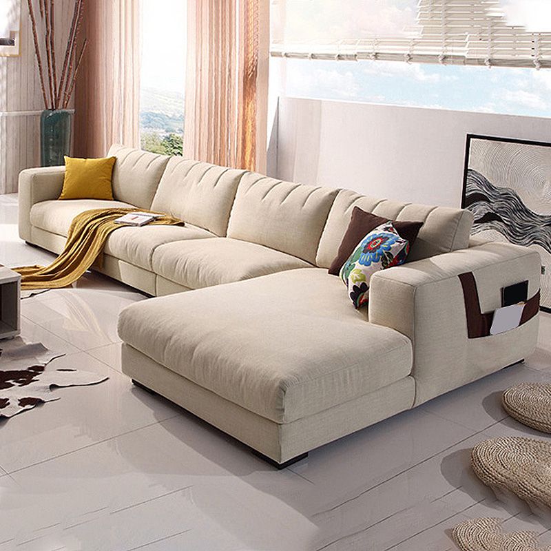 Sofá estacionaria moderna de algodón 4 asientos Sofá y chaise