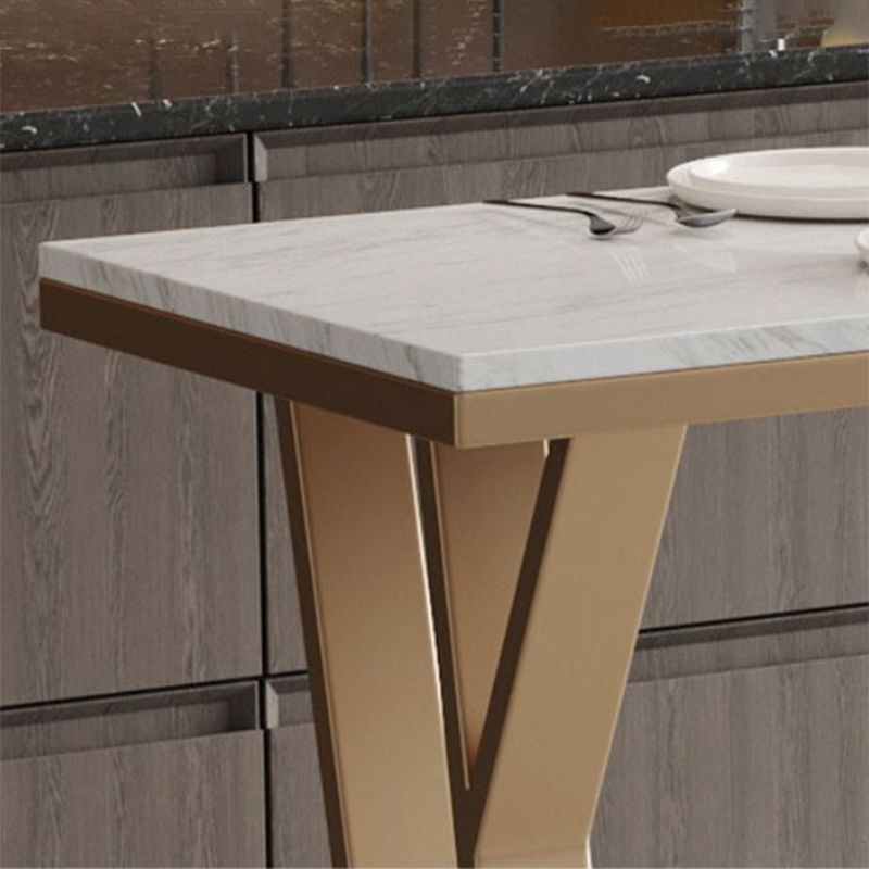 Tavolo da bar a barre rettangolo in stile glam in finta tavolo da vino in marmo in marmo con doppio piedistallo