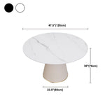 Sintered Stone Top Round Dining Table Modern White Metal Pedestal Table Clearhalo 'Dining Tables & Seating' 'Dining Tables' 'dining_table' 'furn' 'furn_dining_table' 'Furniture' 'Kitchen & Dining Furniture' 1200x1200_7414e23b-f20f-4b2f-b980-0c3d4f943ea0