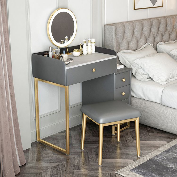 Glam Slate Top Vanity Table with 4 Drawer Dressing Table in Grey Clearhalo 'Bedroom Furniture' 'furn' 'furn_makeup_vanities' 'Furniture' 'Makeup Vanities' 'makeup_vanities' 1200x1200_7416b77e-f569-4b98-bc6f-562487f53daa