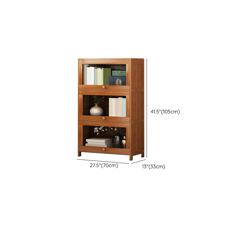 Moderno moderno accento di bambù della metà secolo in marrone con vetro