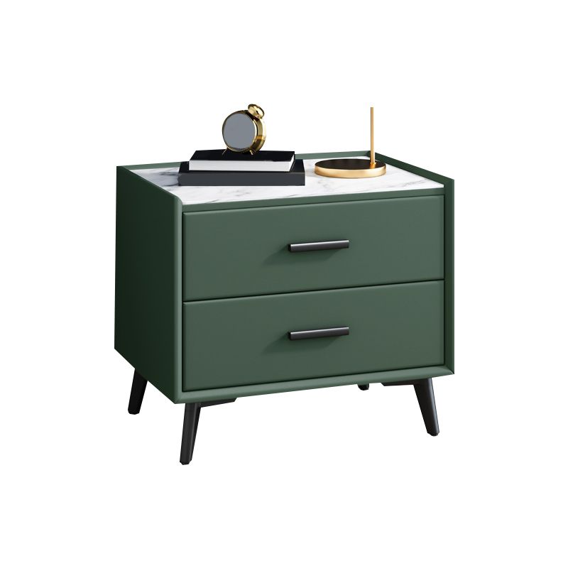 Mesa nocturna contemporánea de acabado antiguo con cajones