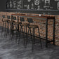 Industrial Faux Leather Dining Stools Armless Bar Stools with Black Metal Base
