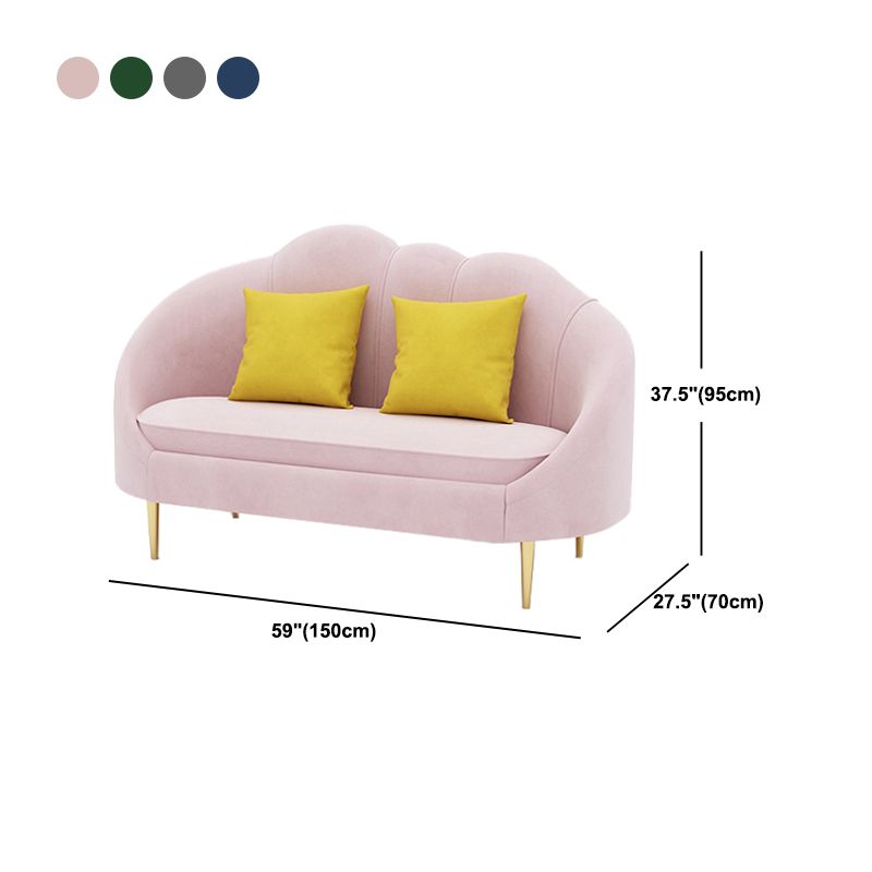 Velvet Sofa incurvé contemporain Bras pendu canapé arrière serré pour le salon