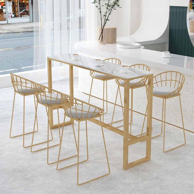 Marble Contemporary Cocktail Bar Table Footrest Rectangle Counter Table in White Clearhalo 'Bar Furniture' 'Bar Tables' 'bar_tables' 'furn' 'furn_bar_tables' 'Furniture' 'Kitchen & Dining Furniture' 1200x1200_7418ce13-e1e0-41a6-868d-496c90a7b522