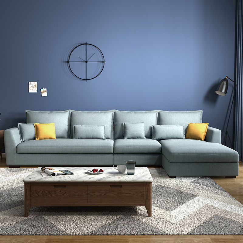 Braccio quadrato sezionale tessuto nordico a 4 posti sezionale con cuscini di padella