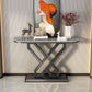 Stone Top Accent Table with Pedestal Base Console Table 31.5"