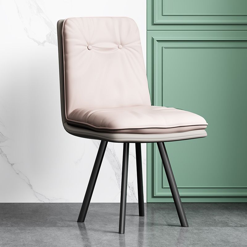 Industriële stijl zijstoel gestoffeerde zijdeetstoel met metalen basis