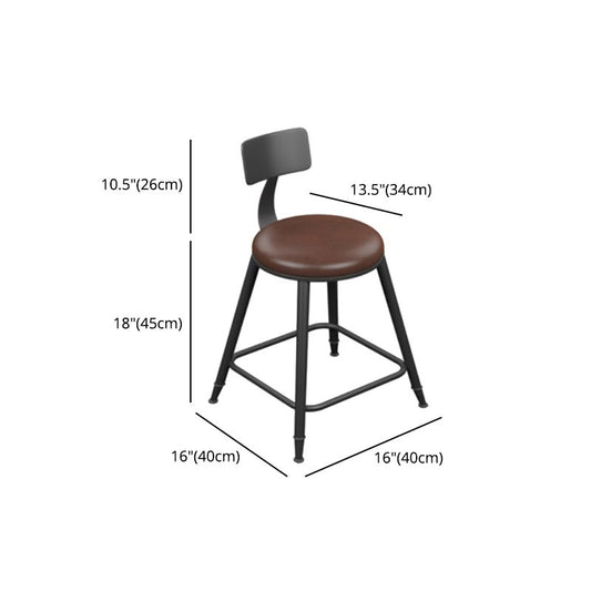 Industrial Armless Counter Stool Steel Cafe Bar Stool with Leather Cushion and Pedal Clearhalo 'Bar Furniture' 'Bar Stools' 'bar_stools' 'furn' 'furn_bar_stools' 'Furniture' 'furniture_bar_stools' 'Kitchen & Dining Furniture' 1200x1200_741c26e4-596b-40cb-a75b-27cb583ffcb0