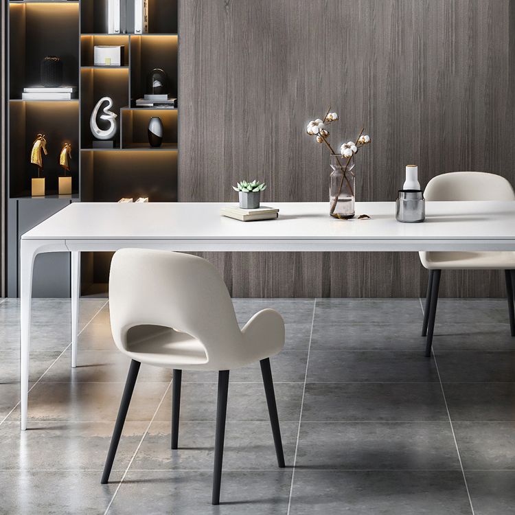 Simplicity Sintered Stone Rectangle Table 4 Legs Base Table for Home Clearhalo ' dining_table' 'Dining Tables & Seating' 'Dining Tables' 'Furniture' 'furniture_dining_table' 'Kitchen & Dining Furniture' 'kitchen&dining_furn' 'kitchen' 'kitchen_dining_table' 1200x1200_741cc25a-5026-41b1-a2e8-2a6a98045b29