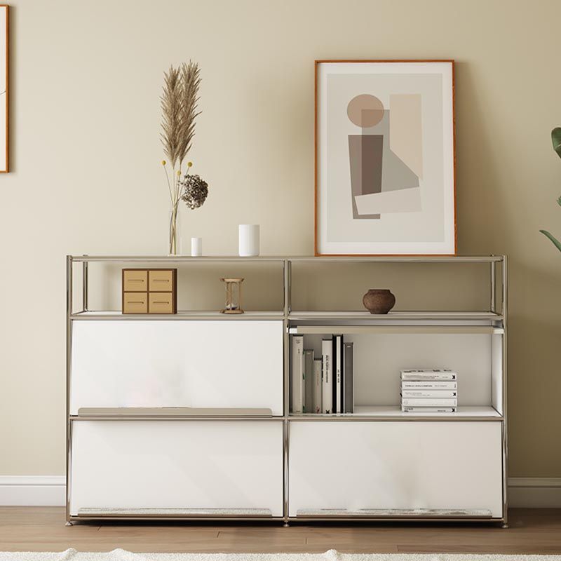 Contemporary Metal Sideboard with Drawers White Dining Buffet for Living Room Clearhalo 'buffet_sideboard' 'Buffets & Sideboards' 'furn' 'furn_buffet_sideboard' 'Furniture' 'Kitchen & Dining Furniture' 1200x1200_741faa09-850f-4f8c-8550-9d6d76ebc99b