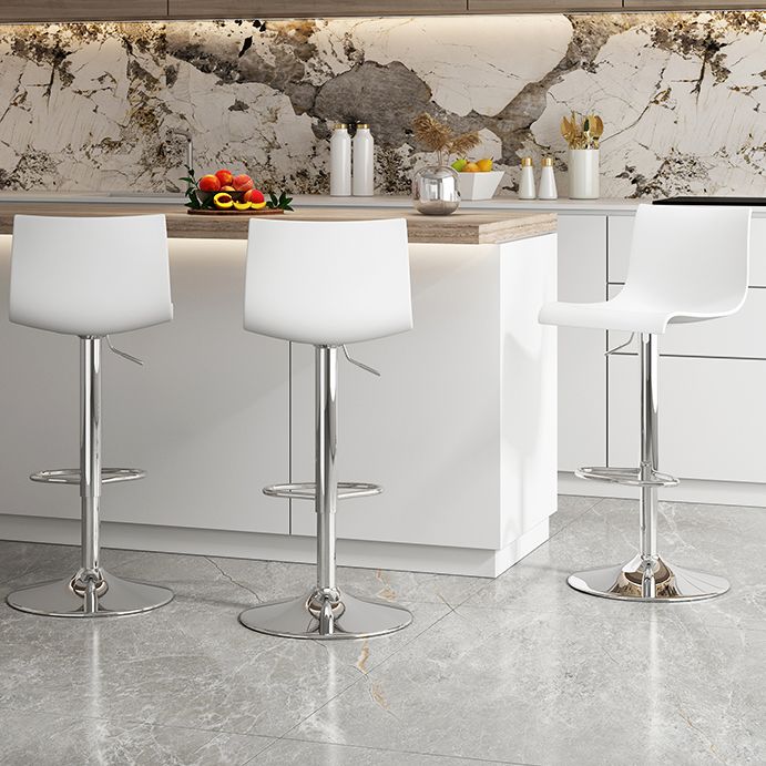Low Back Dining Stools Adjustable Height Bar Stools with Metal Base