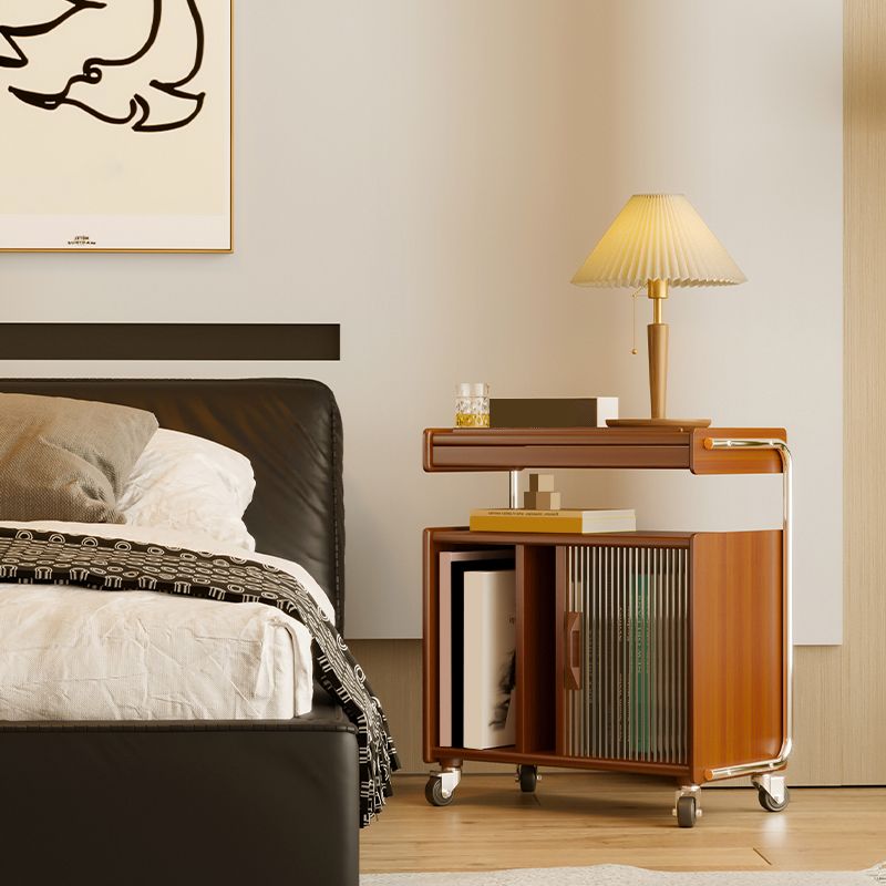 Mid eeuwen Moderne bijzettafeltje Dubbele laag houten accent bijzettafel met plank