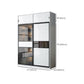 White Storage Cabinet with Glass Doors Contemporary Hinged Door Cabinet