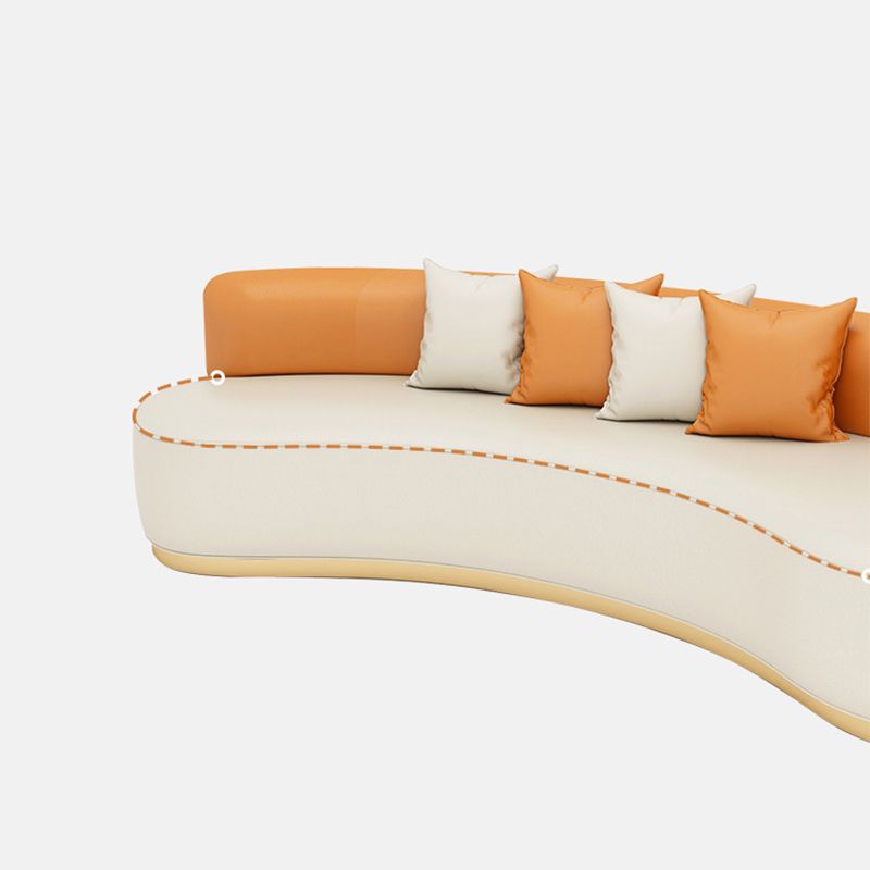 Faux Leather Armless Curved Sofa Contemporary Moon Shape Sofa Clearhalo 'furn' 'furn_sofas' 'Furniture' 'Living Room Furniture' 'Sofa' 'sofas' 1200x1200_74222776-1b69-457a-895e-cd2bfffd48f5