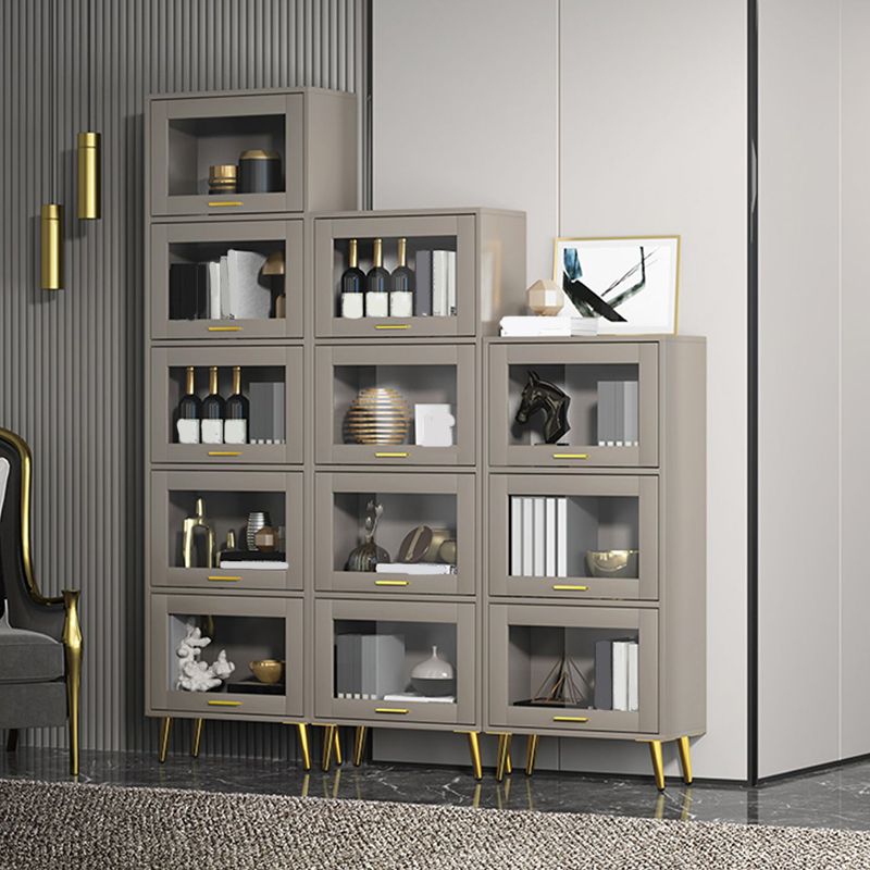 Glam Champagne/White Closed Back Standard Wood Shelf Bookcase for Living Room Clearhalo 'Bookcases' 'furn' 'furn_bookcases' 'Furniture' 'Office Furniture' 1200x1200_7422c90f-ec82-4081-bed0-5a9a97f0a785