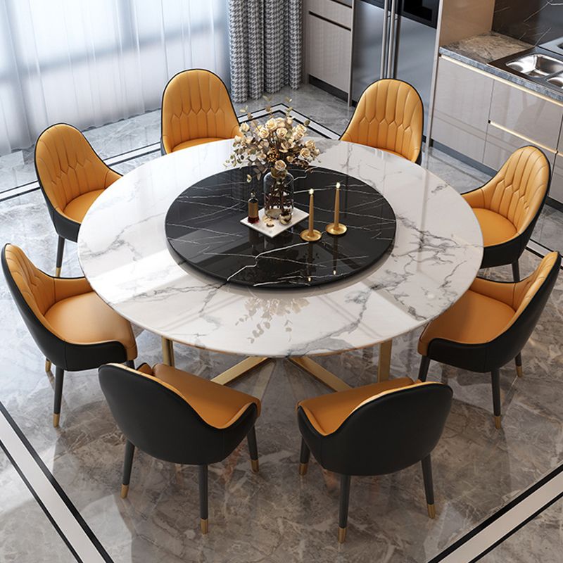 Glam White Marble Dining Table Standard Round Shape Dining Table for Kitchen Clearhalo ' dining_table' 'Dining Tables & Seating' 'Dining Tables' 'furn' 'furn_dining_table' 'Furniture' 'furniture_dining_table' 'Kitchen & Dining Furniture' 'kitchen&dining_furn' 'kitchen' 'kitchen_dining_table' 1200x1200_742417ff-9834-4157-923d-2d5a202d60e2
