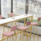 Modern Bar-height Table Faux Marble Top Pub Table with Metal Base
