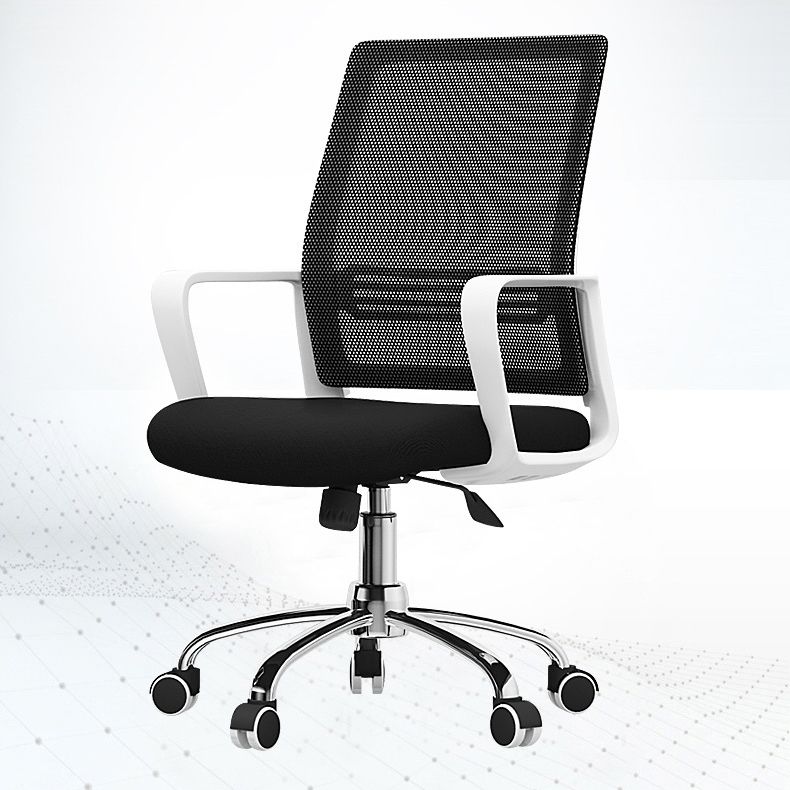 Contemporary Office Chair Microfiber Black Task Mid-Back Chair with Wheels Clearhalo 'furn' 'furn_office_chair' 'Furniture' 'Office Chairs' 'Office Furniture' 'office_chair' 1200x1200_74255f75-1128-4845-9a24-1828f0f8a2d1