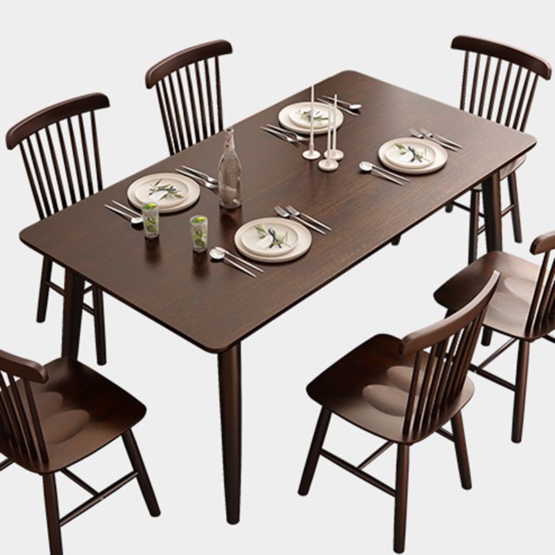 Rectangle Modern Dining Table Brown Fixed Table with Rubberwood Solid Wood Clearhalo ' dining_table' 'Dining Tables & Seating' 'Dining Tables' 'furn' 'furn_dining_table' 'Furniture' 'furniture_dining_table' 'Kitchen & Dining Furniture' 'kitchen&dining_furn' 'kitchen' 'kitchen_dining_table' 1200x1200_7426cf15-d833-4fab-89da-2618efdb9670