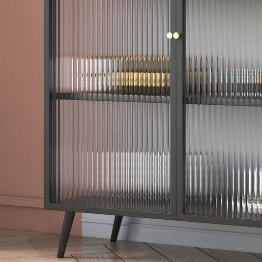 Sideboard in metallo con porte di vetro server per pranzo contemporaneo con armadi