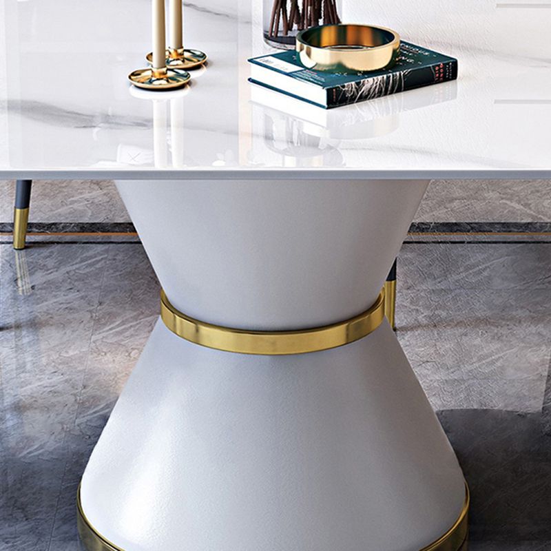 Luxury Round White Stone Top Dining Table with White & Gold Pedestal Clearhalo 'Dining Tables & Seating' 'Dining Tables' 'dining_table' 'furn' 'furn_dining_table' 'Furniture' 'Kitchen & Dining Furniture' 1200x1200_742d8899-d7ba-4b07-bc8a-6f7f0ee3da0c