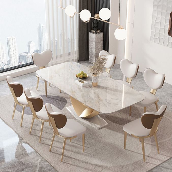 1/2/4/5/7/9 Pieces Rectangle Dining Set Luxurious Sintered Stone Top Dining Table Set