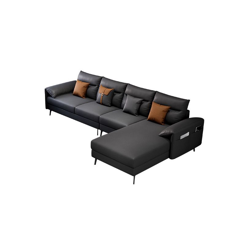 Contemporary Pillow Top Arm Modular Sofa and Chaise with 4 Pillows Clearhalo 'furn' 'furn_sectionals' 'Furniture' 'furniture_sectionals' 'kitchen' 'kitchen_sectionals' 'Living Room Furniture' 'Sectionals' 1200x1200_7431bda4-58e5-4bc9-9ddf-4c8b5ee29970
