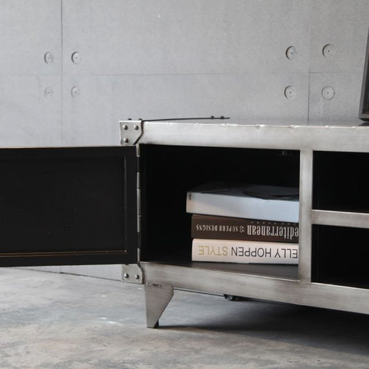 Console TV grigia in stile TV da 17,72 "H in stile TV con 2 porte per soggiorno